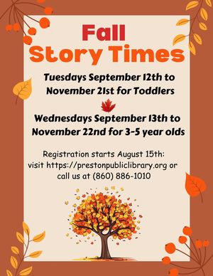 Fall Story Times Tod